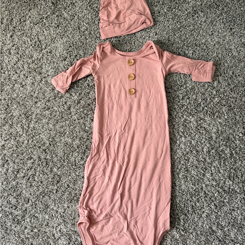 Caden Lane Pink Bamboo Gown and Hat